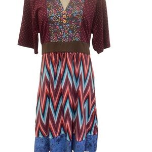Matilda Jane Women’s Eclectic Paint By Numbers Kimono Dress Size M excell cond